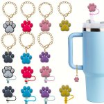 2PCS Cute Cat Paw Silicone Straw Covers Cap Charms For Tumbler Cup Accessories Straw Cover & Stanley Charms Set 1PC Straw Covers