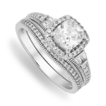 Chet Sterling Silver & Cubic Zirconia Vintage Twinset Ring