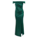 Emerald Bardot Satin Dress