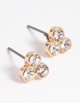 Goldair Gold Diamante Stud Earrings