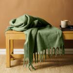 Woollen Blend Blanket Throw Forest Green