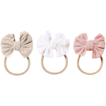 Bow Headbands – Set Of 3 Bone White Pink