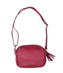 Genuine Leather Tassel Bag - Fuschia Free