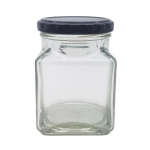 260ML Clear Square Glass Jar With Black Metal Lid 63MM