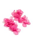 Hot Pink Fabric Flower Drop Earrings