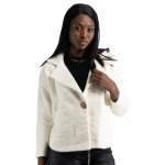 1 Button Fluffy Knit Jacket - Cream Free