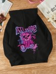 Women's Casual Pullover Hoodie With Cute Cartoon Bear Print Adjustable Drawstring Comfortable Sportswear For Fall winter