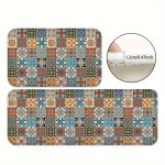 1 2PCS Vintage Bohemian Kitchen Rug Non Slip Kitchen Mats For Floor Cushioned Durable Bathroom Mat Comfortable Standing Runner R
