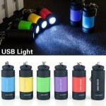 USB Rechargeable Portable Flashlight Keychain MINI Torch Camping Ultra Bright Lamp Outdoor Supplies