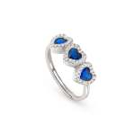 All My Love Ring Blue Triple Heart With Cubic Zirconia