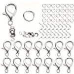 80PCS PACK Alloy Lobster Clasps Jump Rings Connector Clasps Crimp End For Bracelet Necklace Chains Diy Jewelry Making Supplies