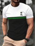 Men's Trendy Casual Crew Neck Graphic T-Shirt With Exquisite Novelty Crown Print For Summer Outdoors And Daily Wear
