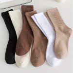 6 Pairs Simple Solid Socks Comfy & Breathable Unisex All-match Socks Women's Stockings & Hosiery