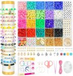 Dowsabel Clay Beads Bracelet Making Kit For Beginner 5000 Pcs Preppy Polymer Clay Beads With Charms Kit For Jewelry Making Diy A