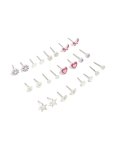 Silver Heart Flower & Star Earrings 12-PACK