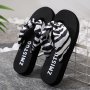 Women's Striped Pattern Flip Flops Casual Clip Toe Platform Shoes Women's Comfortable Beach Shoes