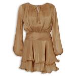 Taupe Shimmer Blouson Tiered Dress