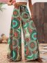 Mandala Print Wide Leg Pants Elegant Knot High Waist Pants For Spring & Summer Women's Clothing