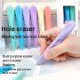 3-Pack Pen-Shaped Erasers Dual-Ended PVC Rubber Wipe Clean & Traceless For Precise Correction Comfortable Grip - Multi-Purpose Stationery Essential