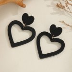 Black Hollow Heart Design Dangle Earrings Cute Simple Style Acrylic Jewelry Valentine's Day Gift For Lovers