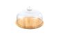 Wooden Cake Stand With Clear Glass Dome For Cakes 28CMX15CM