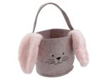 Felt Easter Bunny Basket With Floppy Ears Pink 16.5X15CM