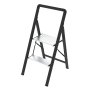 Casa Folding Step Ladder - Steel & Aluminium - 2 Steps - Black/silver