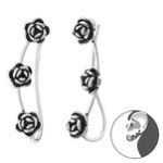 C493-C34862 - 925 Sterling Silver Rose Pin Earings 5MM By 23MM