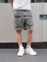 Men's Loose Solid Denim Shorts With Multi Pockets Casual Cotton Blend Jorts For Summer Outdoor Activities