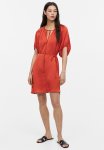 Tie-detail Satin Dress - Red-orange