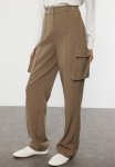 Cargo Straight Cut Woven Double Pocket Woven Trousers - Dark Khaki