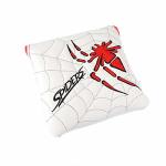 Gooaction Spider Mallet Putter Head Cover 3D Embroidery Spider Pattern Premium White Pu Leather 360 Protection Strong Magnetic C