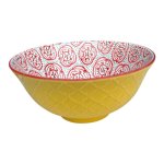 Yellow Red Floral Motives Ceramic Bowl 7HCM