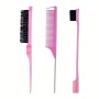 3 Pieces Hair Styling Comb Set Teasing Hair Brush Rat Tail Comb Edge Brush For Edge & Back Brushing Combing Slicking Hair For Women