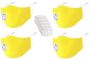 4 X Kids Yellow Face Mask With Breathing Valve And 10 Filters