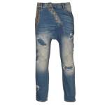 Asymmetrical Button Studded Pocket Harem - Denim Blue XL