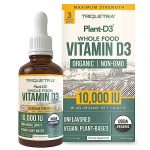 Organic Vitamin D3 10 000 Iu - Plant D3 Vegan Max Strength Sublingual Liquid D3 Drops - 200% Higher Absorption 100% Plant-based