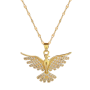 Rhinestone-embellished Open Wings Pendant Necklace - Gold-toned