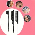 3PCS SET Hair Styling Comb Set Edge Control Hair Brush Teasing Brush Rat Tail Comb Hair Comb For Barber Salon Home Use