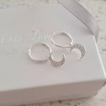 Lanova 925 Sterling Silver Cz Moon Hoop Earrings Size: 7X8 12MM Hoops