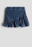 Flounced Denim-look Skirt - Blue