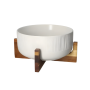Modern Ceramic Salad Bowl With Wooden Stand