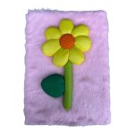 A5 Notebook Faux Pink Fur Cover - Puff Flower