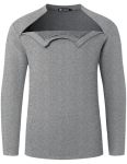 Kggeoo Fleece Lined Unisex Chemo Shirts For Port Access Long Sleeve Shoulder Surgery Zippers Off Shirt Thermal Dialysis Shirt