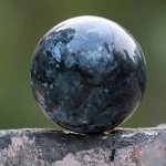 Crocon 50MM Larvikite Stone Sphere Ball With Metal Stand 1400+ Carats Gemstone Ball Healing Sphere Sculpture Figurine For Fengsh