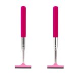 2 Pcs Portable Retractable Car Defogger Rearview Mirror Wiper Pink