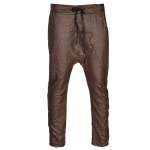 Eyelet Detail Leatherette Harem Pants - Chocolate L xl
