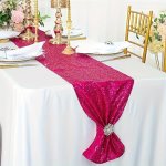 1PC Table Runner Sequins Solid Color Table Cover Glitter Metal Thin Mesh Table Runner For Wedding Bridal Shower Birthday Party D