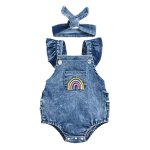 Denim Rainbow Ruffle Bottom Dungaree Style