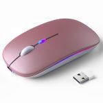 Wireless Bluetooth Mouse: Rechargeable Silent Dual Mode BT5.2 USB W led